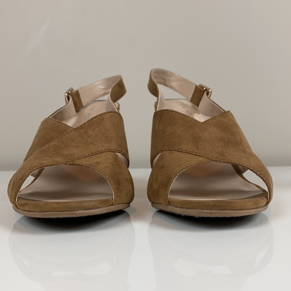 Nine West Alba Tan Open Toe Block Heel Slingback Sandal Size 9 - Picture 4 of 13